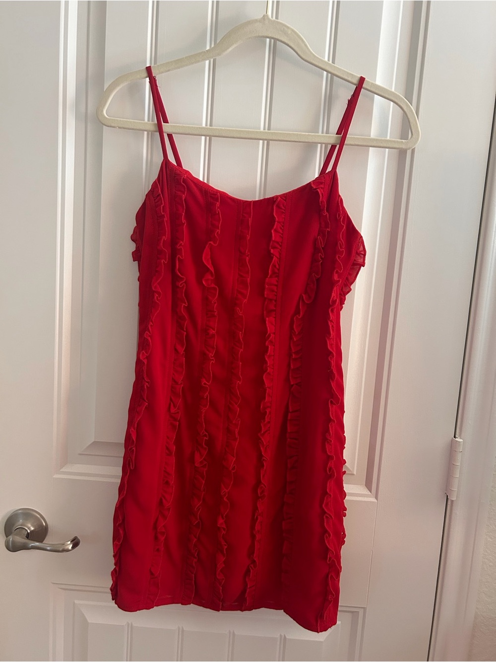 Red Ruffle Slip Dress
